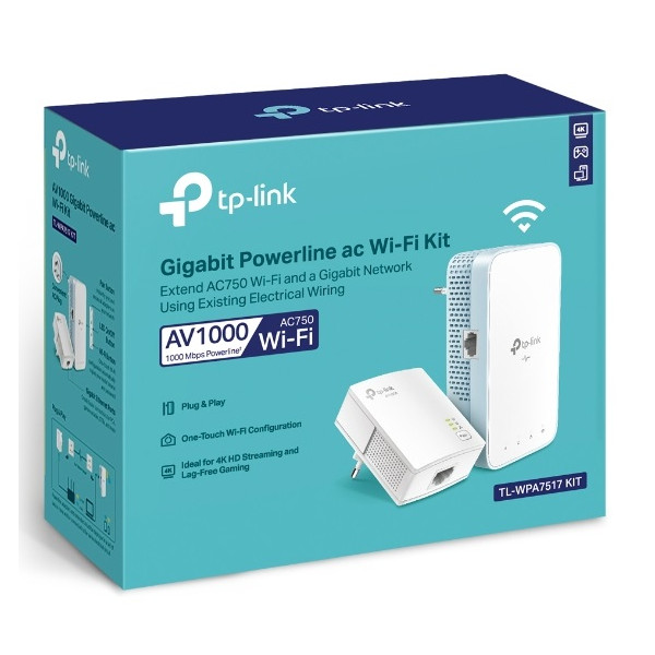 Powerline LAN po 230V AC, 1000Mbps, 1xLAN / 1xWIFI+1xLAN - TP-Link TL-WPA7517 KIT
