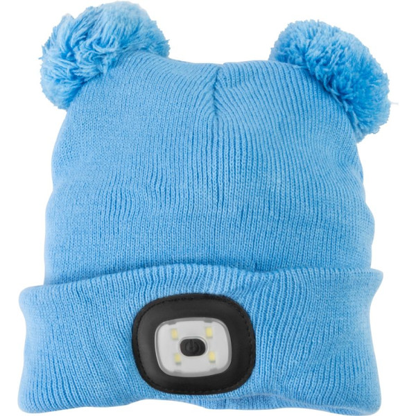Čiapka so svetlom LED - USB nabíjanie_Detská_Modrá s brmbolcami
