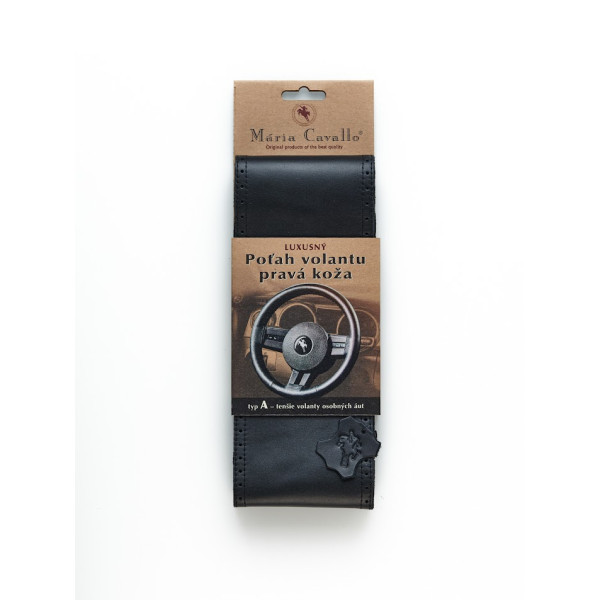 Poťah na volant ČIERNY_43-47cm_Pravá koža - Mária Cavallo "C"