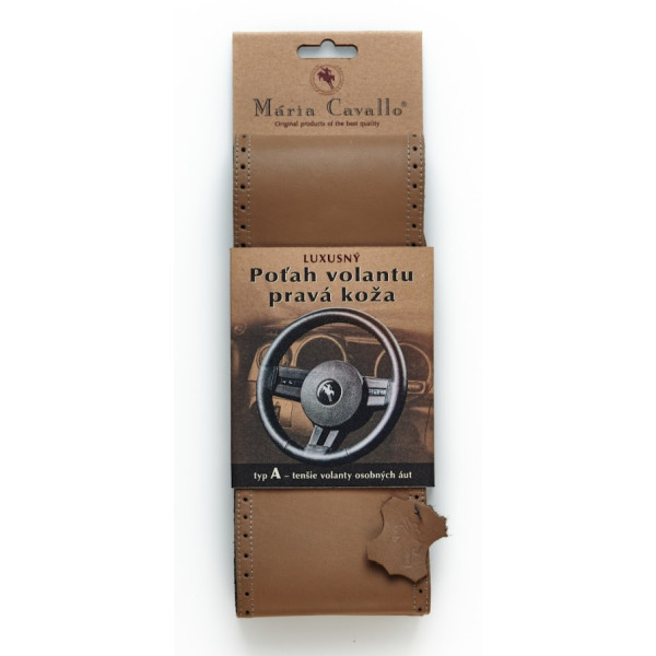 Poťah na volant HNEDÝ BLEDÝ_36,5-39cm_Pravá koža - Mária Cavallo