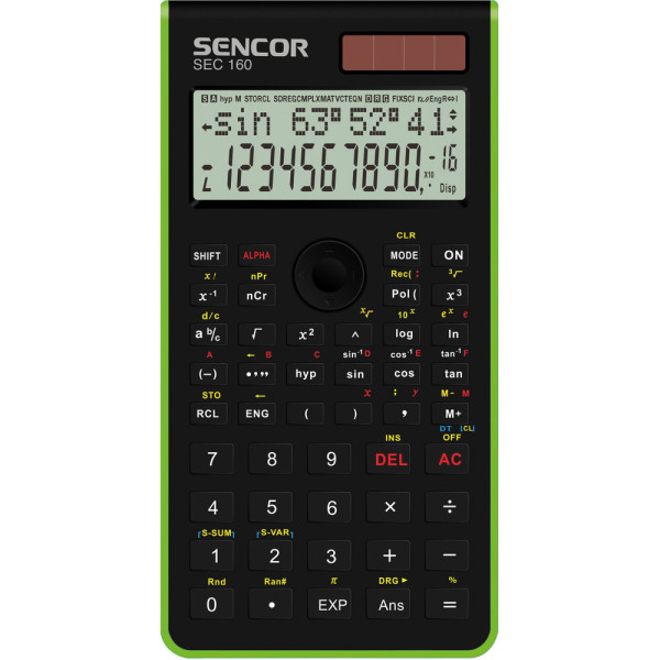 Kalkulačka SENCOR SEC 160 GN - 12+10 2r. dspl_240 funkcií_ZELENÁ_80x151x14mm