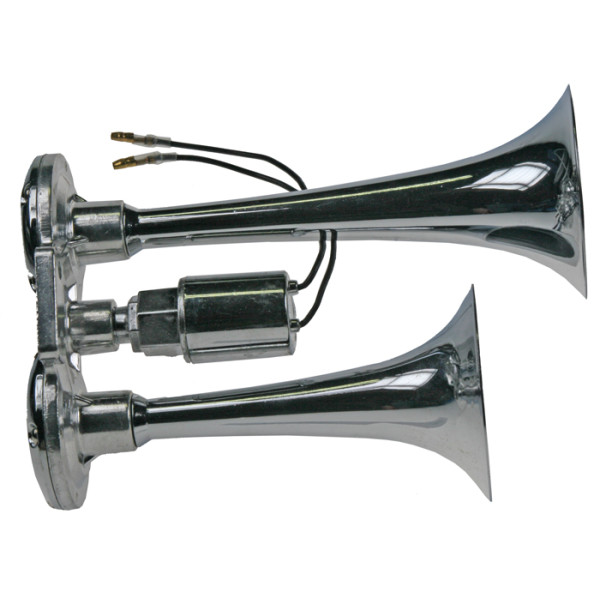 Klaksón - 12-24V Podtlaková fanfára 2-tónová_1800-3550Hz_210mm_118dB_4A_bez kompresora - SN-010