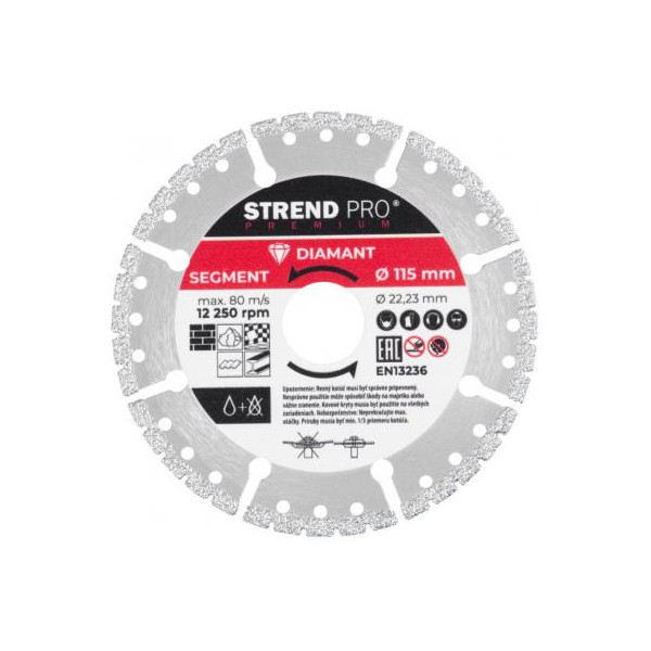 Kotúč rezný diamantový - 115mm_Vacuum brazed_multi - Strend Pro Premium
