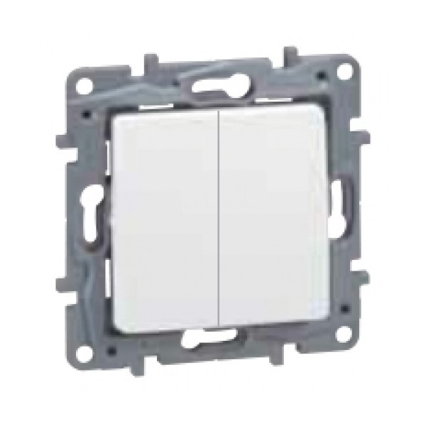 LEGRAND NILOÉ - Tlačidlo dvojité NO-NC_1/0_250V_6A_IP20_BIELE_bez rámika_IP44 - 764508