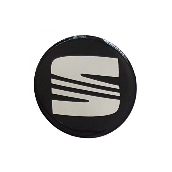 Nálepka - Na disky/puklice - SUZUKI 59 mm (Logo+nápis_Strieborna/čierna_živicová) - 4ks