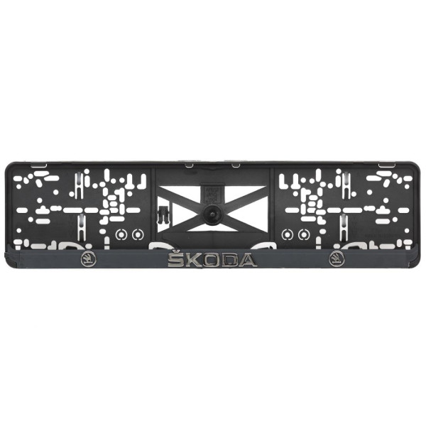 Podložky pod ŠPZ - Plastová_čierna - ŠKODA s 3D reliéfom (2ks)