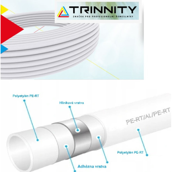 Potrubie kúrenie/voda 16x2,0; T=+95°C; 0,256 dm3/m (1m) - PE-RT/AL/PE-RT Trinnity MULTIPERT-AL