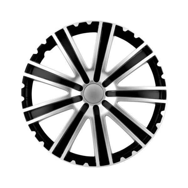 Puklice 15 TORO ARGO Strieborno/ČIERNE_Plastové_ Drôtené okružie pre spevnenie_55mm stred (4ks)