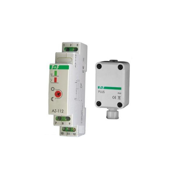 Súmrakový spínač na DIN lištu s vonkajším snímačom intenzity svetla - AZ-112