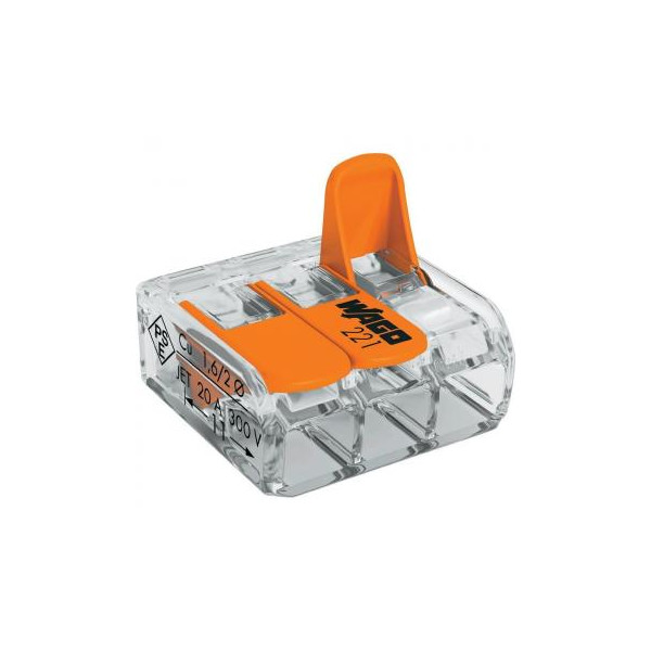 Svorka WAGO 3x 0,5 - 6,0 mm2_450V_41A na CYKY káble - 221-613 (1ks)