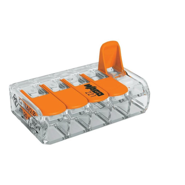 Svorka WAGO 5x 0,5 - 6,0 mm2_450V_41A na CYKY káble - 221-615 (1ks)