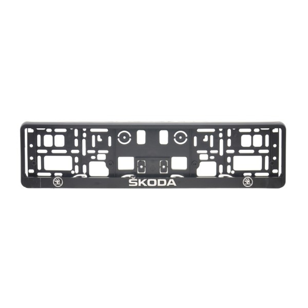 Podložky pod ŠPZ - Plastová_čierna - ŠKODA s 3D reliéfom_52,8x13cm_Typ 2 (2ks)