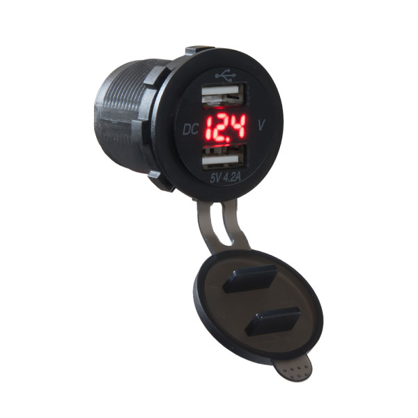 Autozapaľovač - 2xUSB zdierka_5V_2,1A_50mm_do panelu
