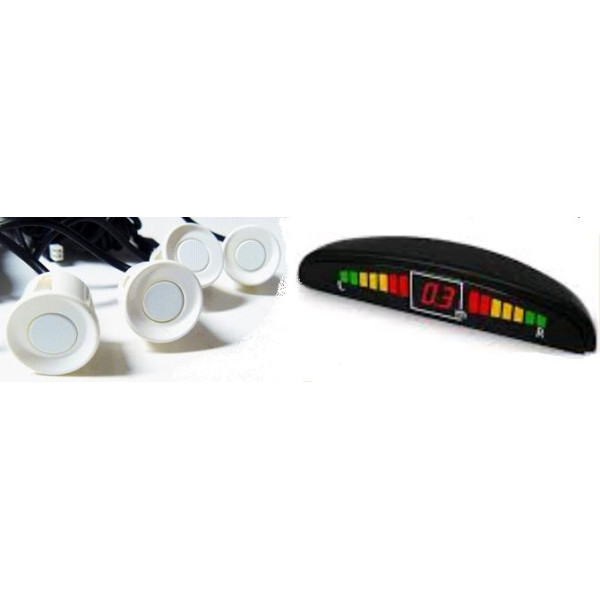Parkovacie snímače 4-senzorové_BIELE_Akustické/LCD_22/24,5mm_12V - 01566
