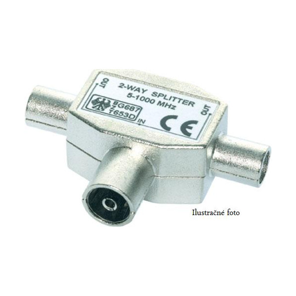 Anténny rozbočovač - IEC Zdierka/2x IEC Konektor - kovový
