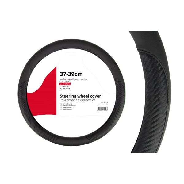 Poťah na volant čierny 37-39cm - carbon SWC-17