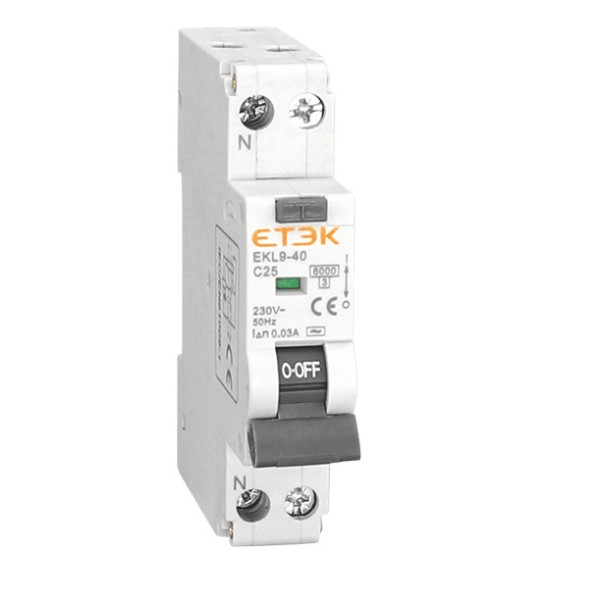 Istič - ETEK - Prúdový chránič 1-fázový, 1P+N_240V/16A/30mA, 6KA, 1,5–25 mm2 - TYP A EKL9-40 B16