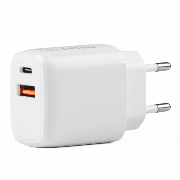 Sieťová nabíjačka - 230V_1xUSB + 1xUSB-C_12V_3.0/2.22/1.5A_20W_Quick Charge_biela - 02935