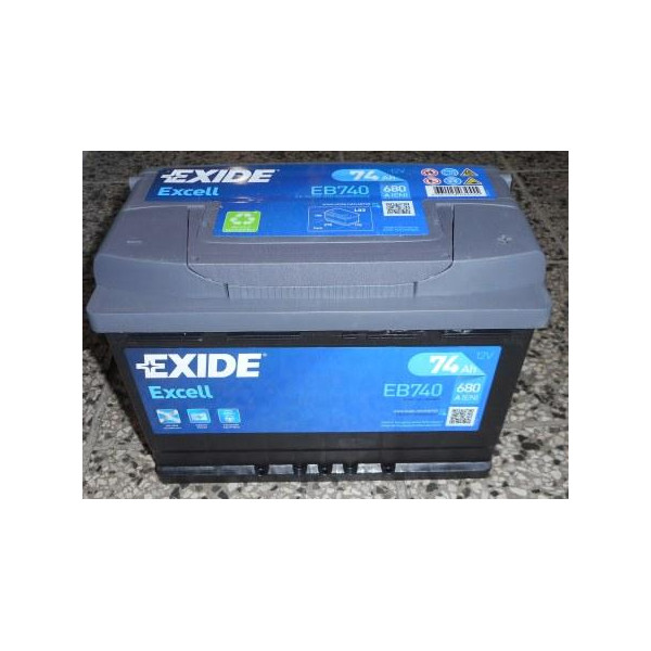 Autobatéria 12V/74Ah_680A_Polarita:ETN0_B13_Pól:1_D:278mmxŠ:175mmxV:190mm - Exide Excell P+