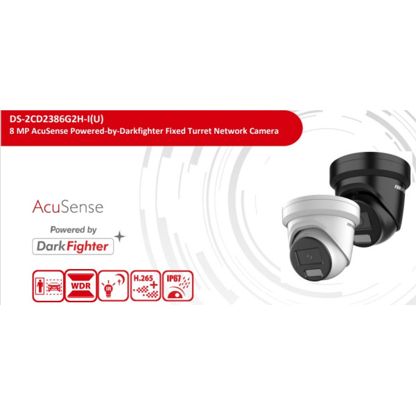 CCTV Kamera IP DOME_8MPx_2,8mm/109°_0,0008Lux_IR-30m_IP67_POE_WDR120_SD-512GB_MIKROFÓN_Φ138.3mm - DS-2CD2386G2H-IU