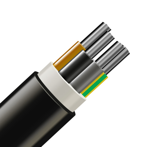 Kábel - AYKY-J 4 x 25mm² (čierny, hnedý, sivý, žltozelený_čierna izolácia)