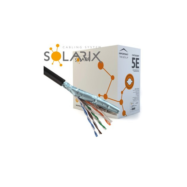 Kábel - CAT5E Exteriérový FTP_Drôt_6,3mm_AL fólia_PE_ČIERNY - SOLARIX SXKD-5E-FTP-PE