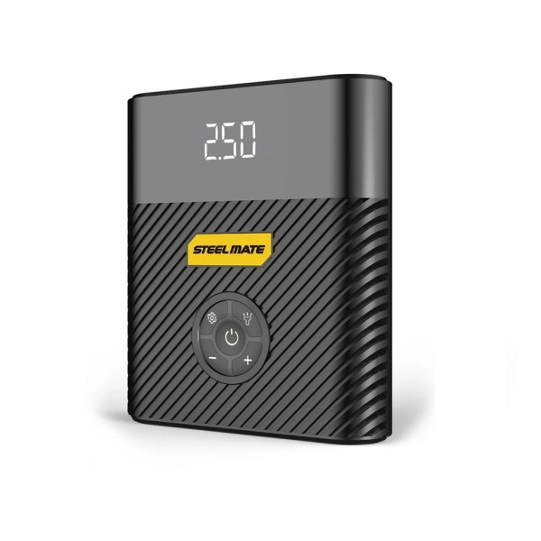 Kompresor 12V_120PSI_8,3 BAR_kovové telo + JUMP STARTER 8 800mAh - STEELMATE