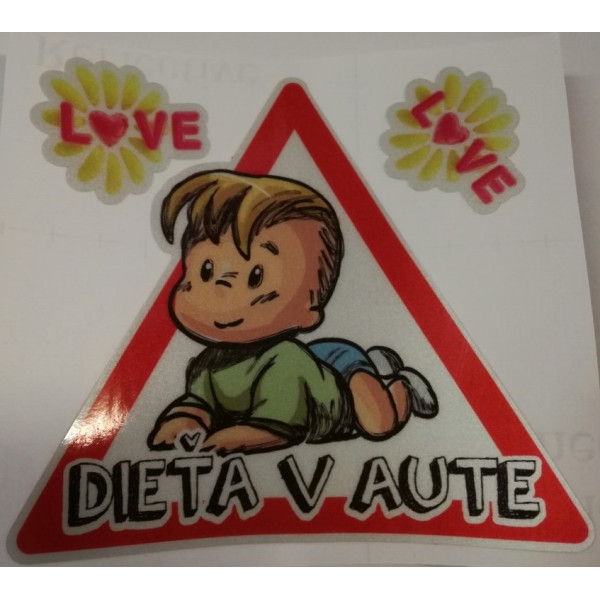 Nálepka - reflexná - Dieťa v aute_CHLAPEC_Typ2