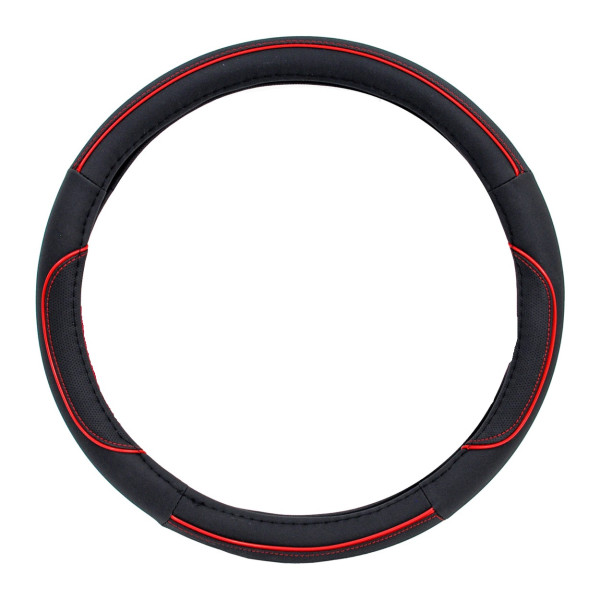 Poťah na volant - čierny s červeným lemovaním 37-39cm - SWC-07