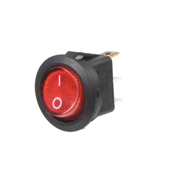 Prepínač kolískový 23mm - 12V/20A/ČERVENÝ/ON-OFF