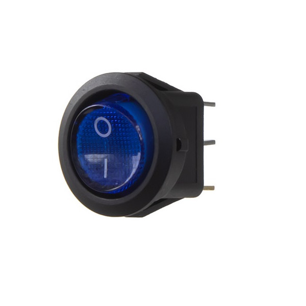 Prepínač kolískový 23mm - 12V/20A/MODRÝ/ON-OFF