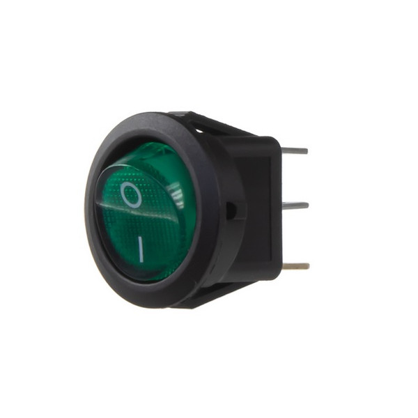 Prepínač kolískový 23mm - 12V/20A/ZELENÝ/ON-OFF