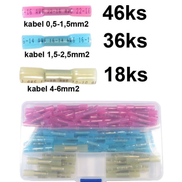 Spojka na kábel samospájkovacia so zmrštiteľnou izoláciou a bužírkou 0,5 - 6,0mm2 - 100ks (krabička)