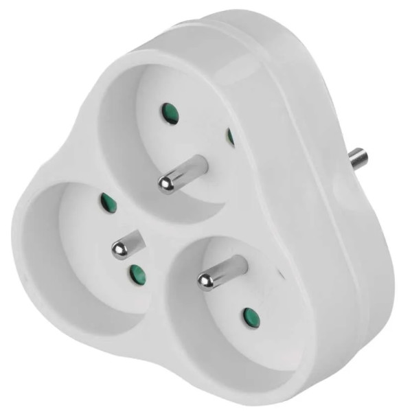 Zásuvka 230V rozbočovacia 3x OKRÚHLA_10A_max.2300W_BIELA - P0026