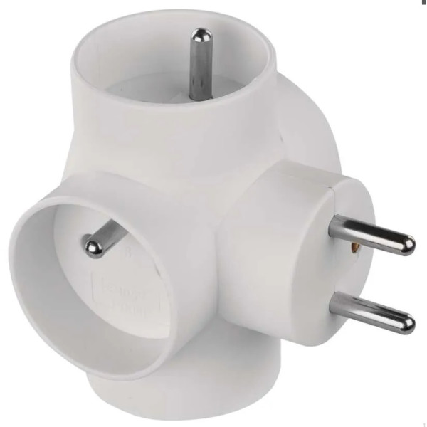 Zásuvka 230V rozbočovacia 4x OKRÚHLA_10A max.3680W_BIELA