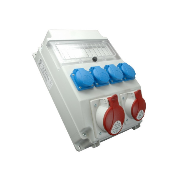 Zásuvková rozvodnica s možnosťou istenia - 400V_5P 1x32A+1x16A + 250V_4xB16_IP54_343x241x110mm - SEZ DK