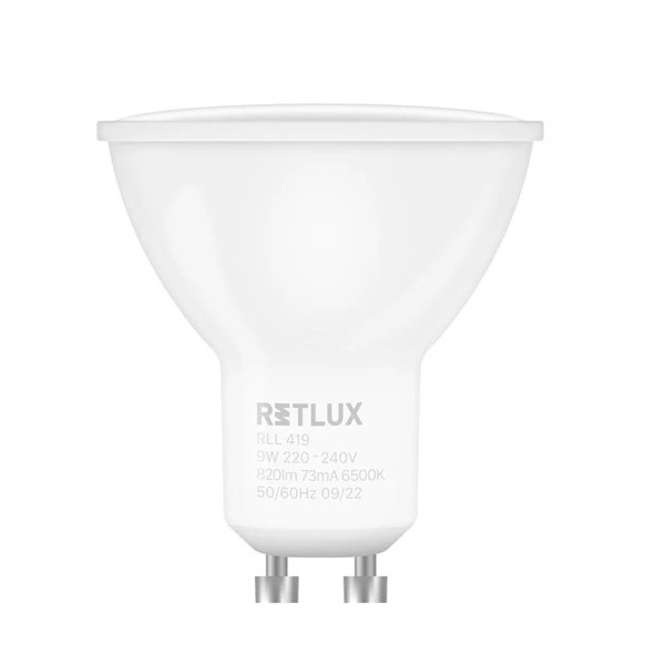 Žiarovka GU10 LED_9W_220-240V_820lm_6500K_120°_do 15000h - RETLUX RLL 419