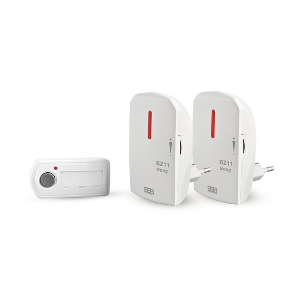 Zvonček - bezdrôtový 230V_12V tlačidlo_GONG_433,92MHz_100m_IP20_BIELY - BZ11-21