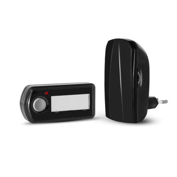 Zvonček - bezdrôtový 230V_12V tlačidlo_GONG_433,92MHz_150m_IP40_ČIERNY - BZ11