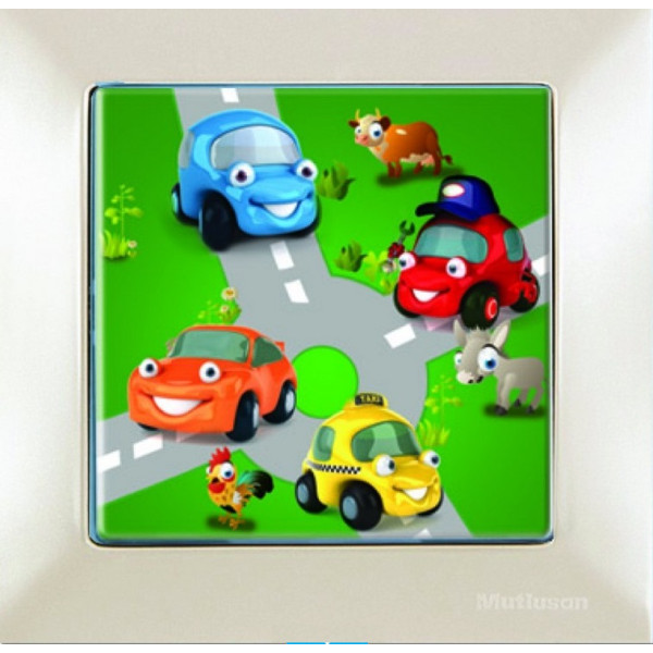 MUTLUSAN CANDELA KIDS - Spínač č.1_BIELY_s rámikom_s podsvietením_IP20 - TRAFFIC 2127 510 0101