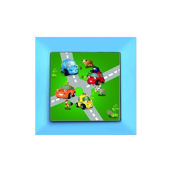 MUTLUSAN CANDELA KIDS - Spínač č.1_MODRÝ_s rámikom_s podsvietením_IP20 - TRAFFIC 2127 510 0112