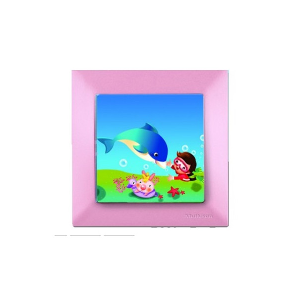 MUTLUSAN CANDELA KIDS - Spínač č.1_RUŽOVÝ_s rámikom_s podsvietením_IP20 - DELFÍN 2127 518 0111