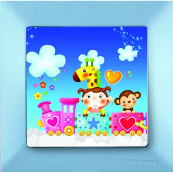 MUTLUSAN CANDELA KIDS - Spínač č.1_MODRÝ_s rámikom_s podsvietením_IP20 - TRAIN 2127 512 0112