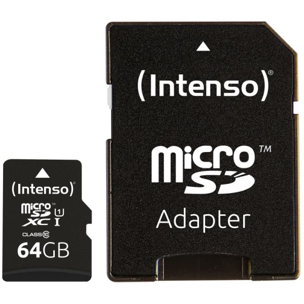 Karta pamäťová SDXC Micro - 64GB - INTENSO UHS-I 90Mb/s class 10 + adaptér SD