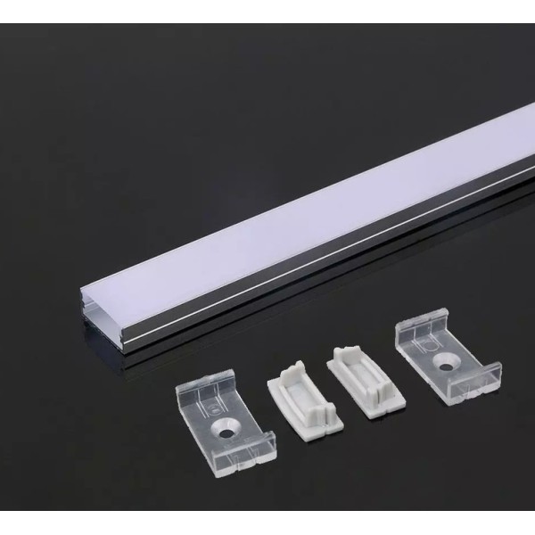 Lišta na LED pás - AC2; 23,5x10mm_2m; AL s plexi krytom_STRIEBORNÝ - VT-8108