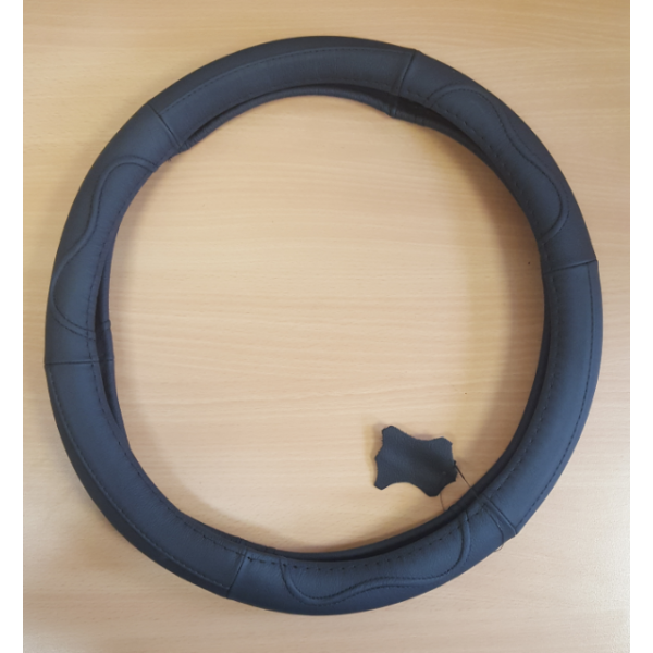 Poťah na volant - tmavo sivý 36-38cm kožený - DS01BK