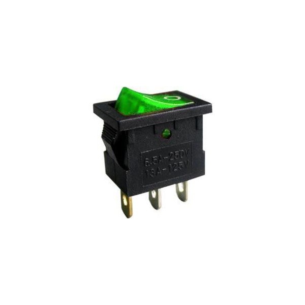 Prepínač kolískový 21x15mm_250V/3A_ON/OF_ZELENÉ podsvietenie
