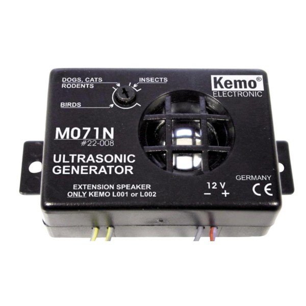 Prístroj na plašenie kún a hlodavcov 12V - KEMO M100N (23kHz_140°_2mA)