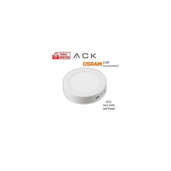 Svietidlo - Prisadené LED panel biela_KRUH_4000K_18W_1530lm_115°_Ø220×32mm_230VAC_IP20 - ACK