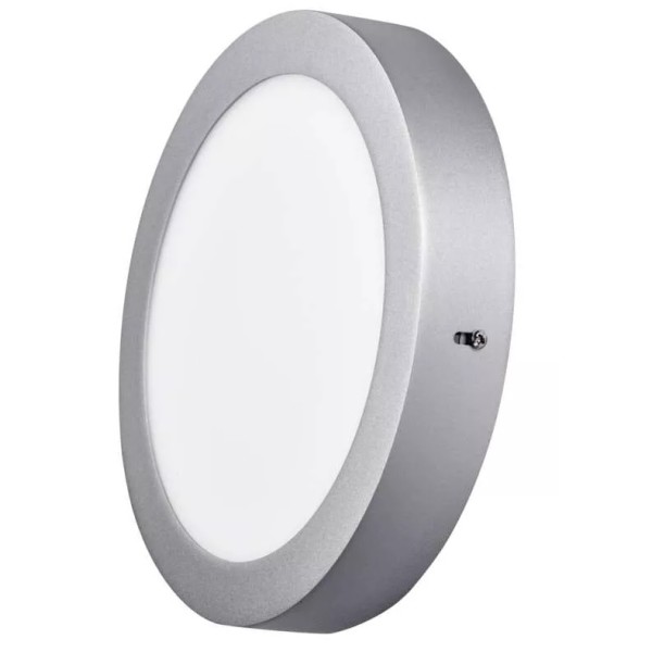 Svietidlo - Prisadené LED panel strieborná_KRUH_4000K_18W_1500lm_120°_Ø224×40mm_30000h_IP20 - ZM5242